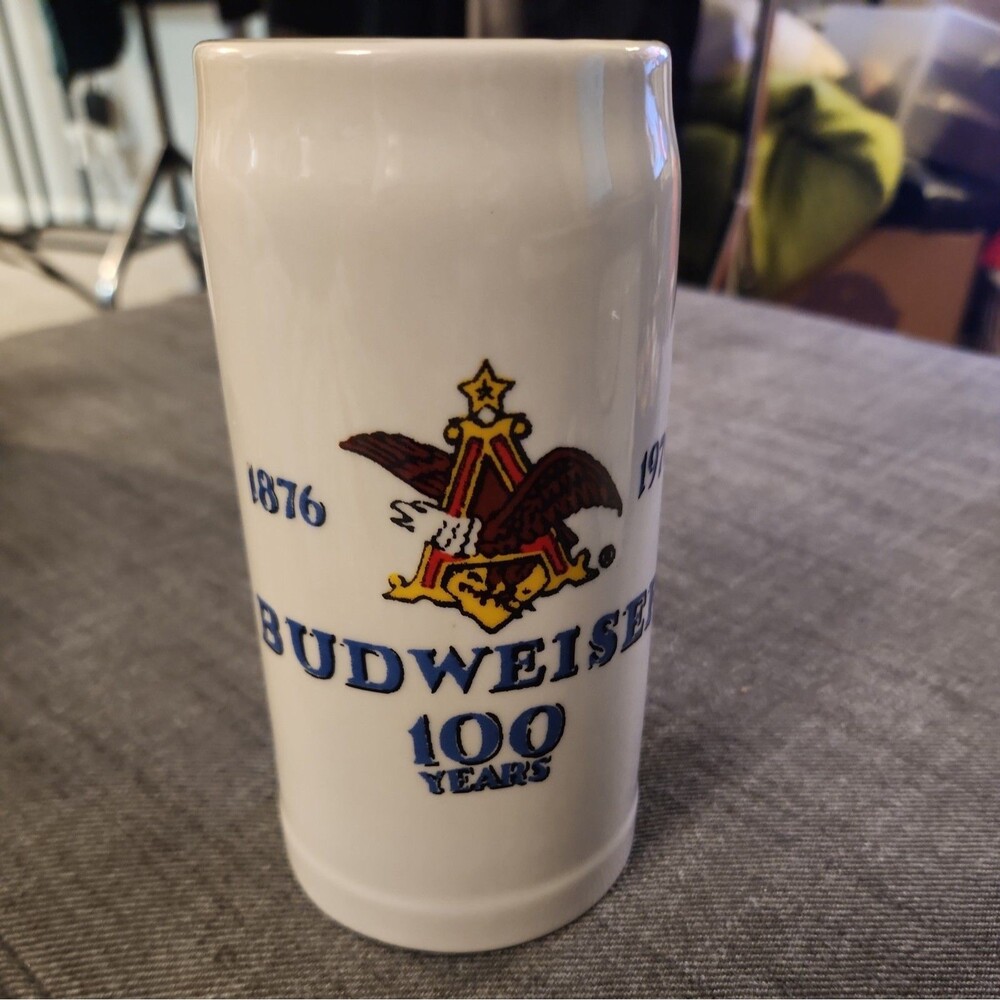 Vintage 1976 Budweiser Centennial Ceramic Stein by Ceramarte (Brazil) 6.5"
